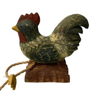 JAMES HADDON COLLECTION Wooden Rooster French Country Hen Rustic Kitchen 8.75"